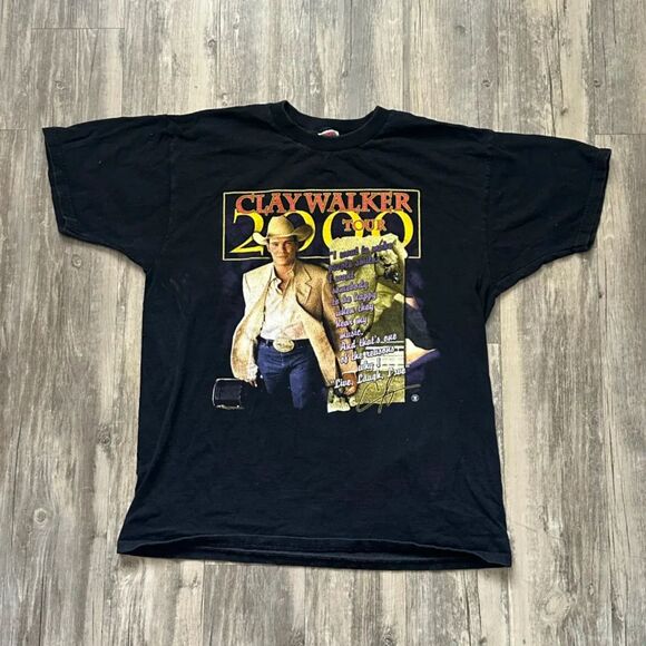 Vintage 2000s Clay Walker Concert Tour T-Shirt Size XL Country band tee - Picture 1 of 4